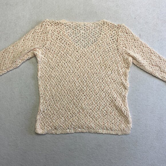 J. Jill 100% Cotton Crochet Top Pullover Women's M Pink 3/4 Sleeve Pullover - Picture 8 of 10